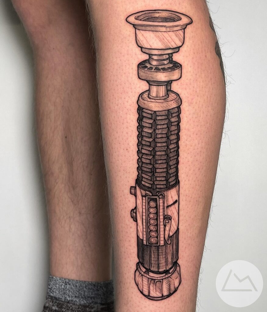 Obi-Wan Kenobi Lightsaber Linework Tattoo Tattoo Design