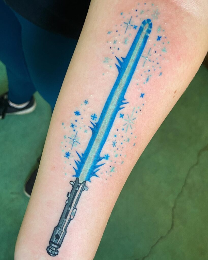 Sparkling Blue Lightsaber Tattoo Tattoo Design