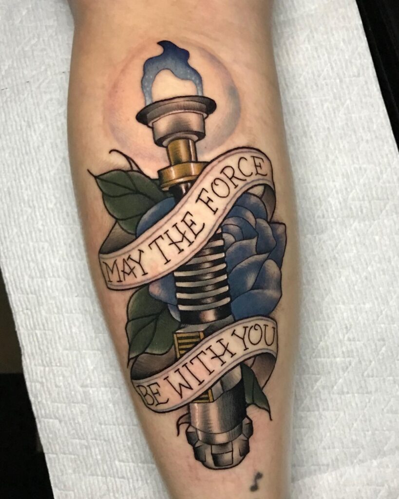 Traditional Lightsaber Tribute Tattoo Tattoo Design