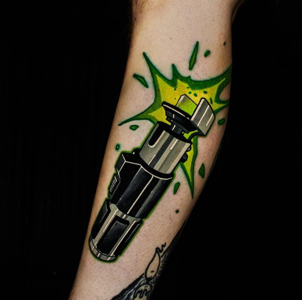 Vibrant Luke Skywalker Lightsaber Tattoo Tattoo Design