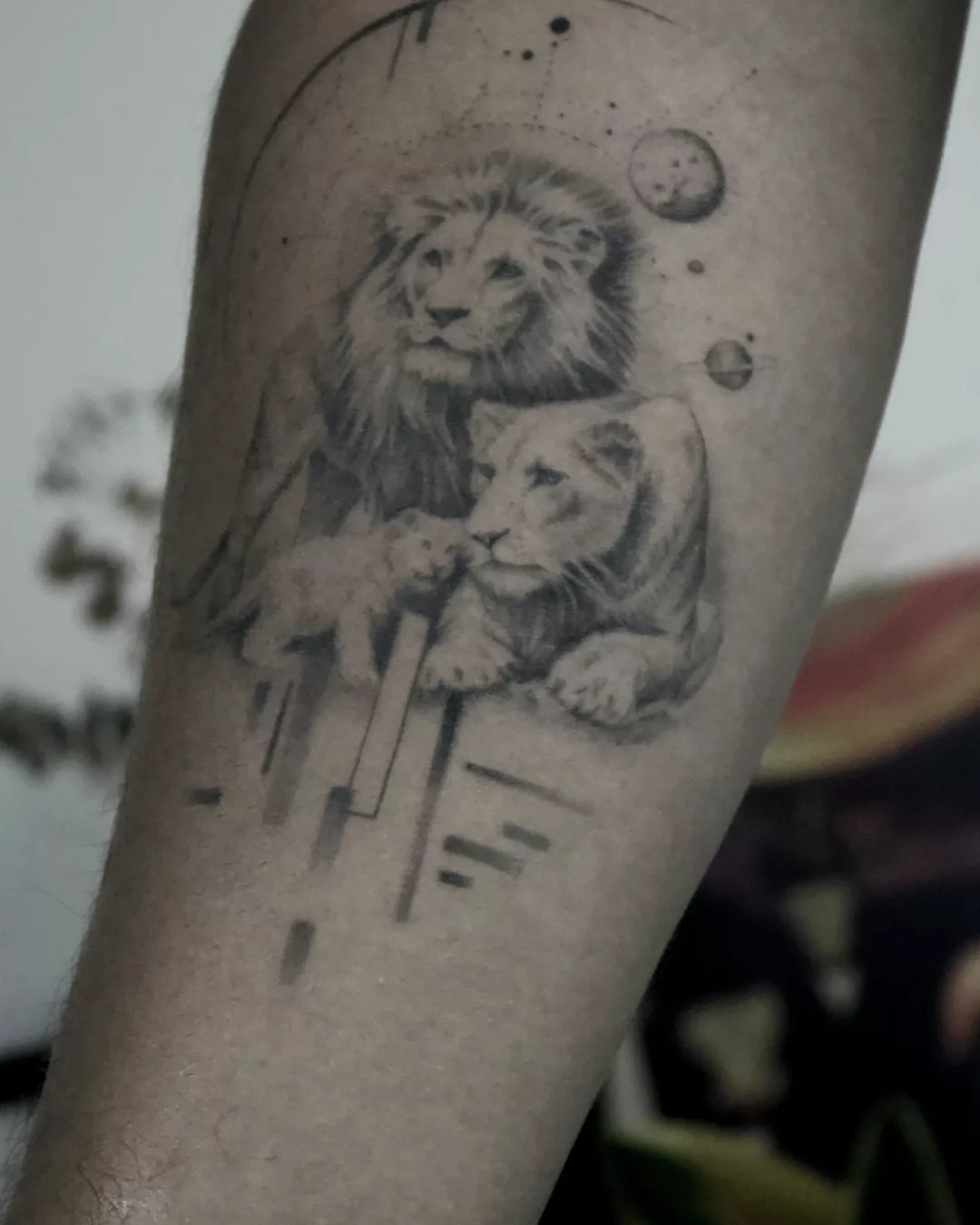 Geometric Lion Family Tattoo Tattoo Design
