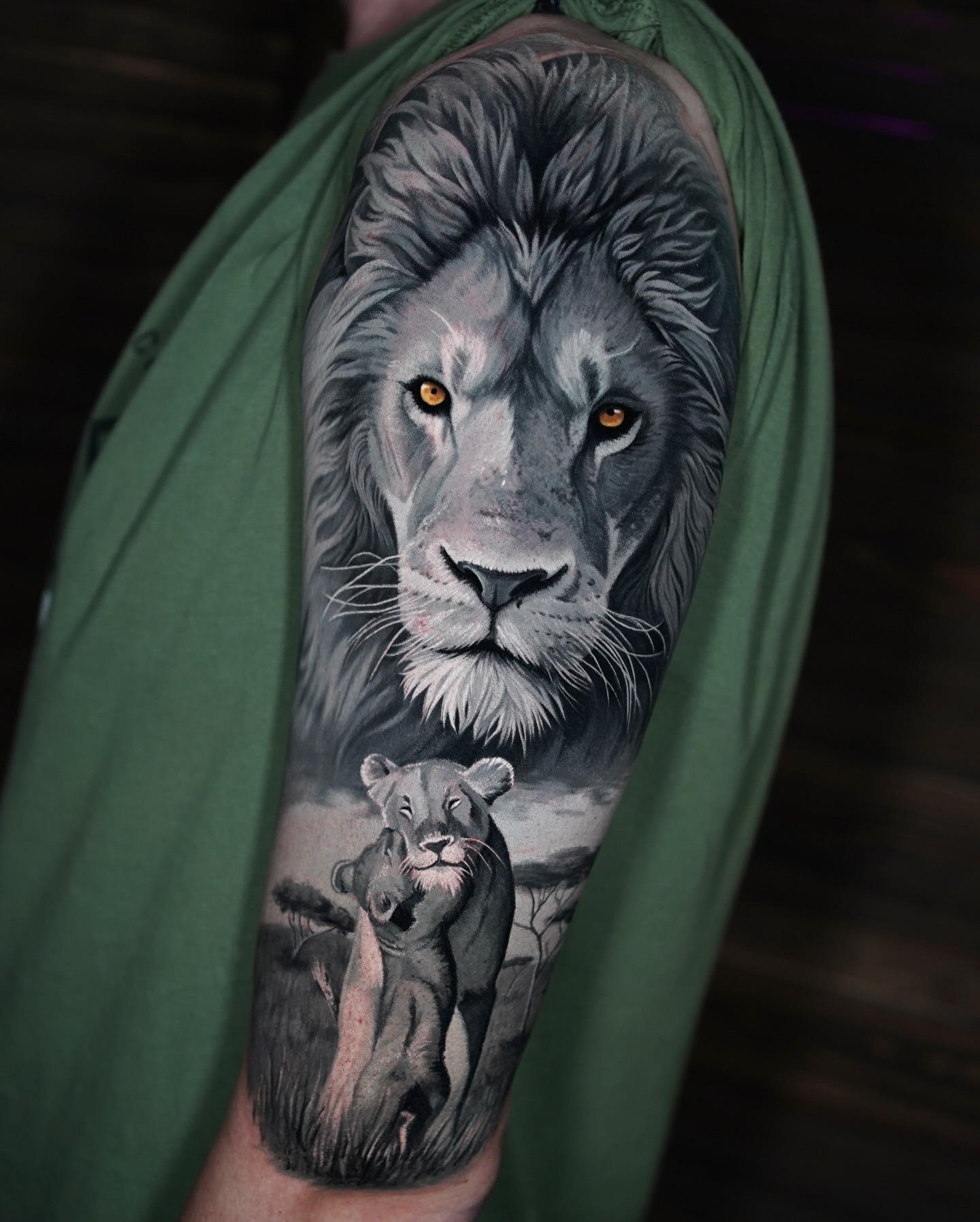 Lion and Lioness With Cub Tattoo Tattoo Design