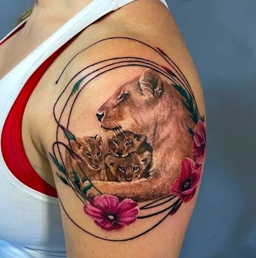 Half Lion Face Half Woman Face Tattoo Tattoo Design