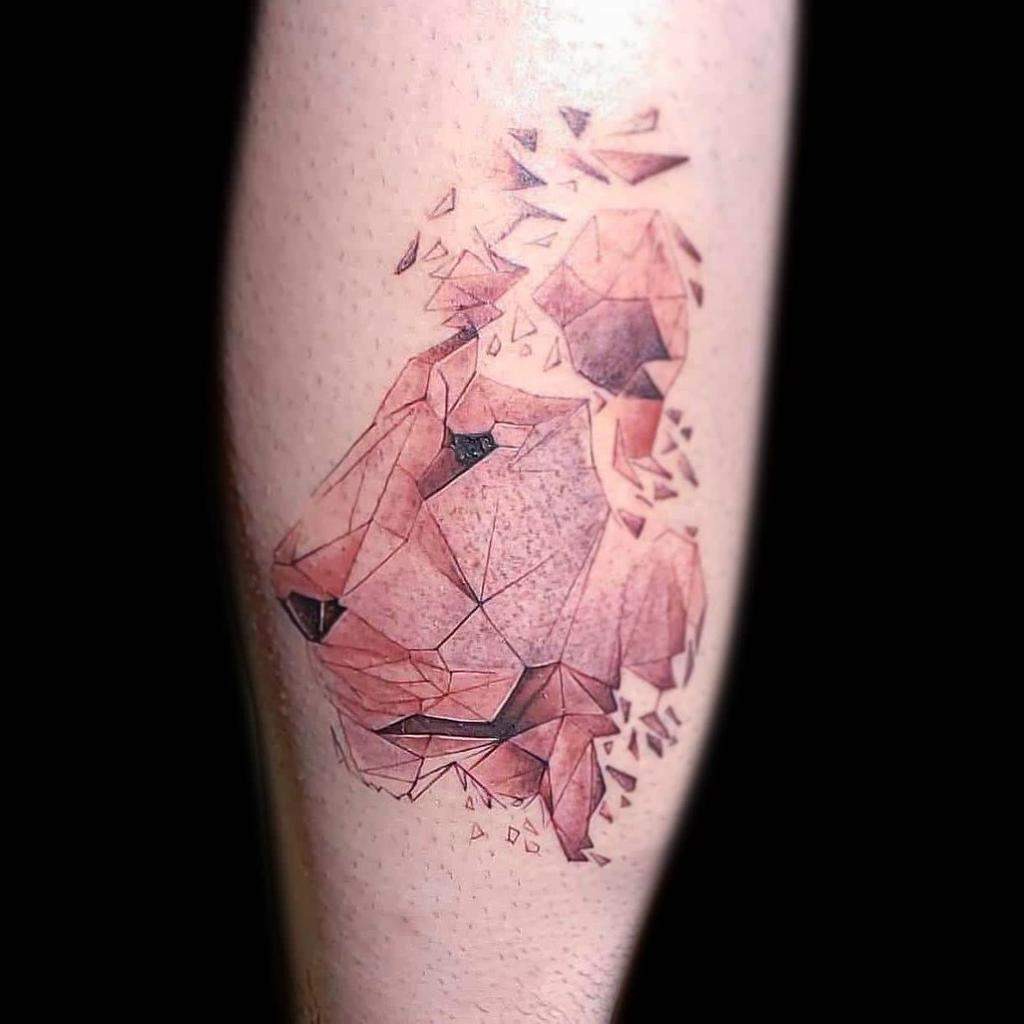 Half Lion Half Wolf at Night Tattoo Tattoo Design