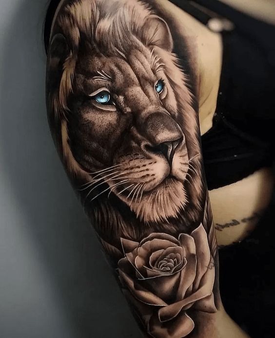 Lioness with Crown of Flowers Tattoo Tattoo Design