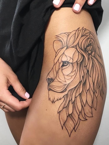 Mother and Baby Lion Tattoo in Grayscale Tattoo Design