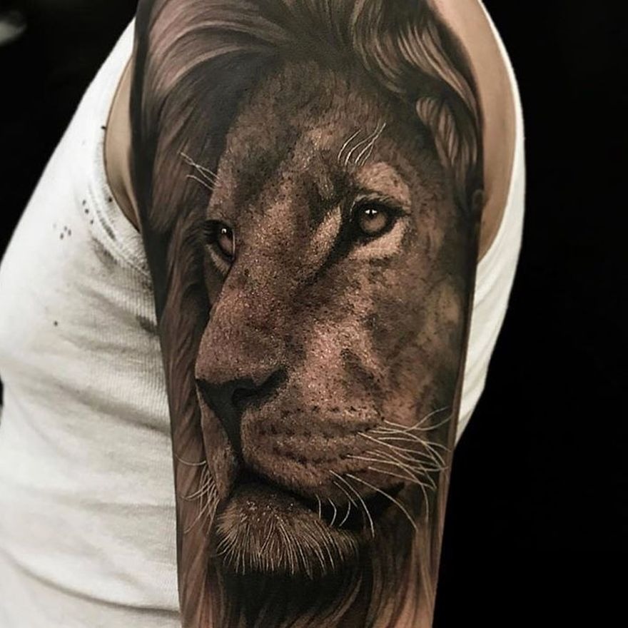 Mystical Lion and Rose Tattoo on Forearm Tattoo Design