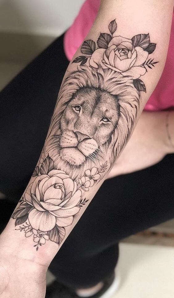 Realistic Lion Head Tattoo with Blue Eyes Tattoo Design