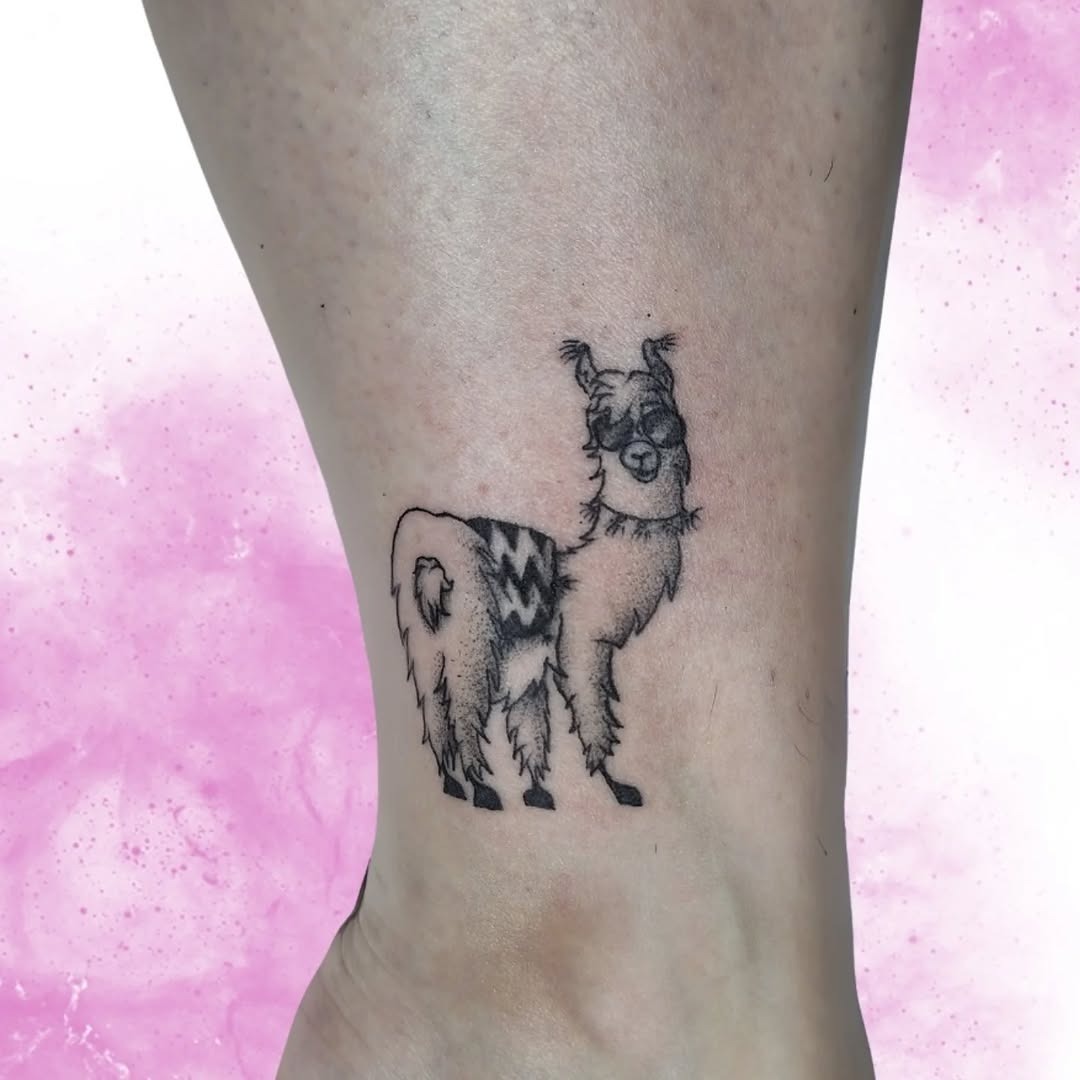 Charming llama tattoo with intricate details Tattoo Design
