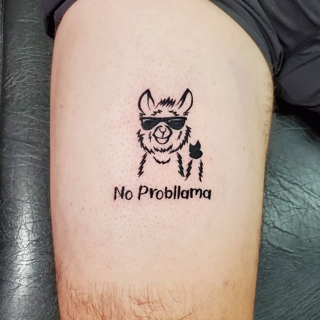 Playful and humorous llama tattoo design Tattoo Design