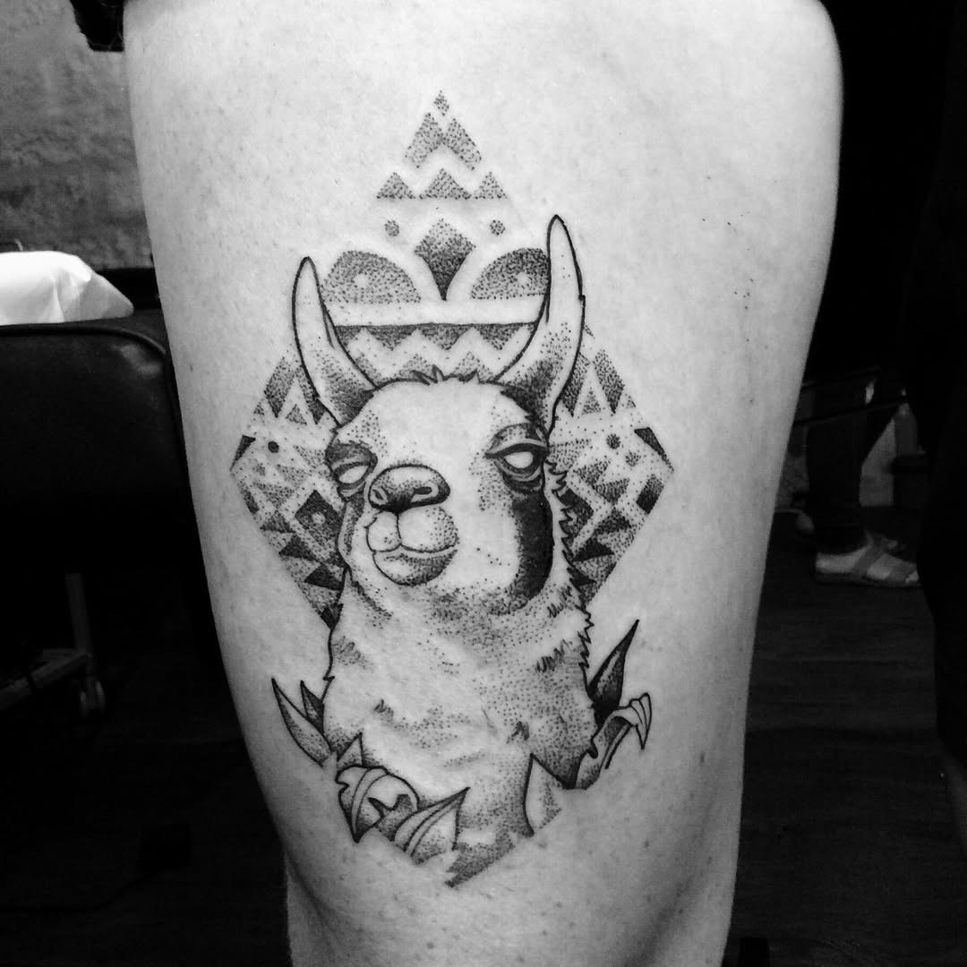 Stylish geometric llama tattoo design Tattoo Design