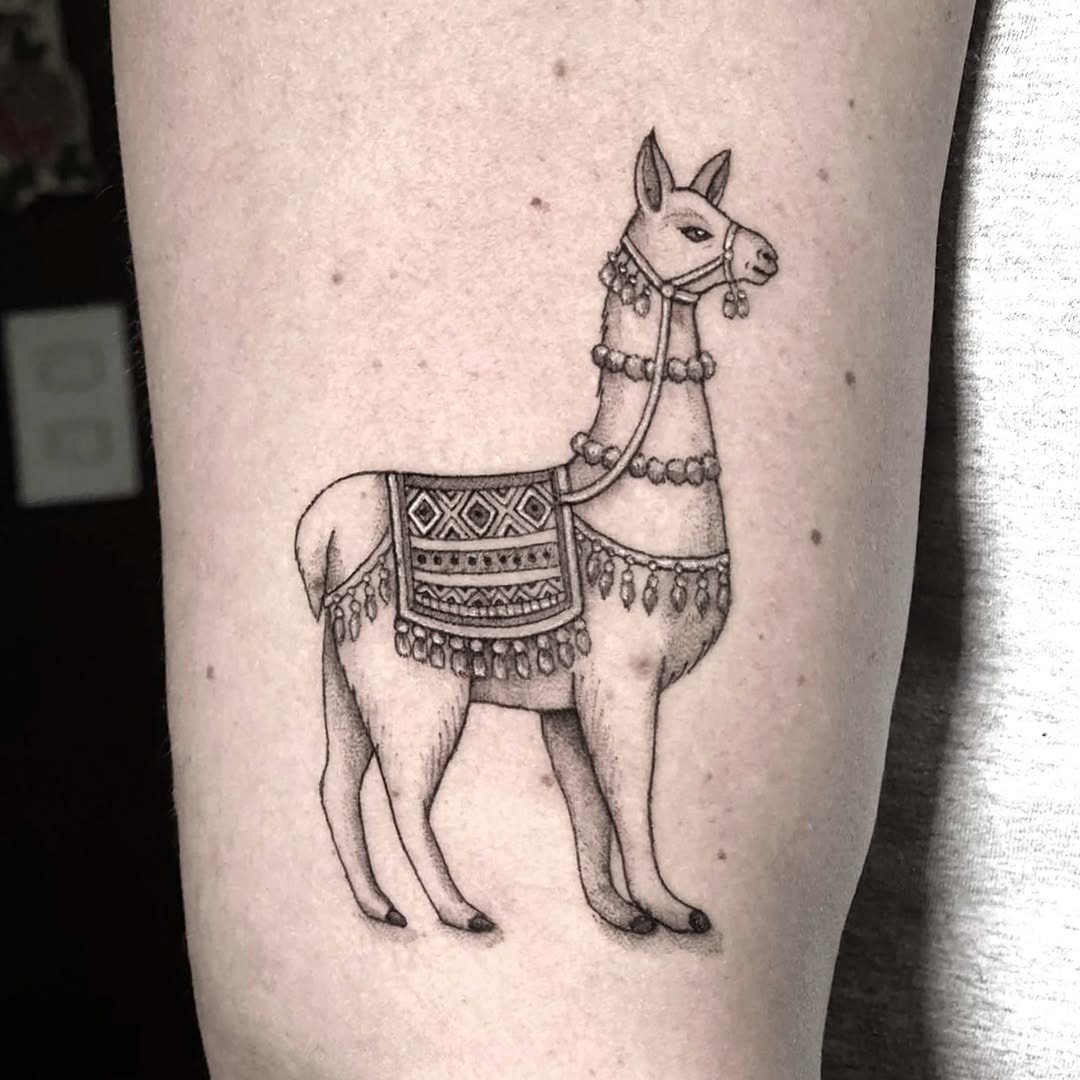 Stylish llama tattoo with intricate detailing Tattoo Design
