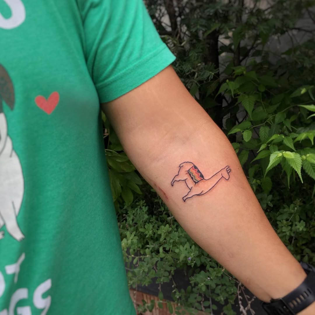 Whimsical llama tattoo brings playful vibes Tattoo Design
