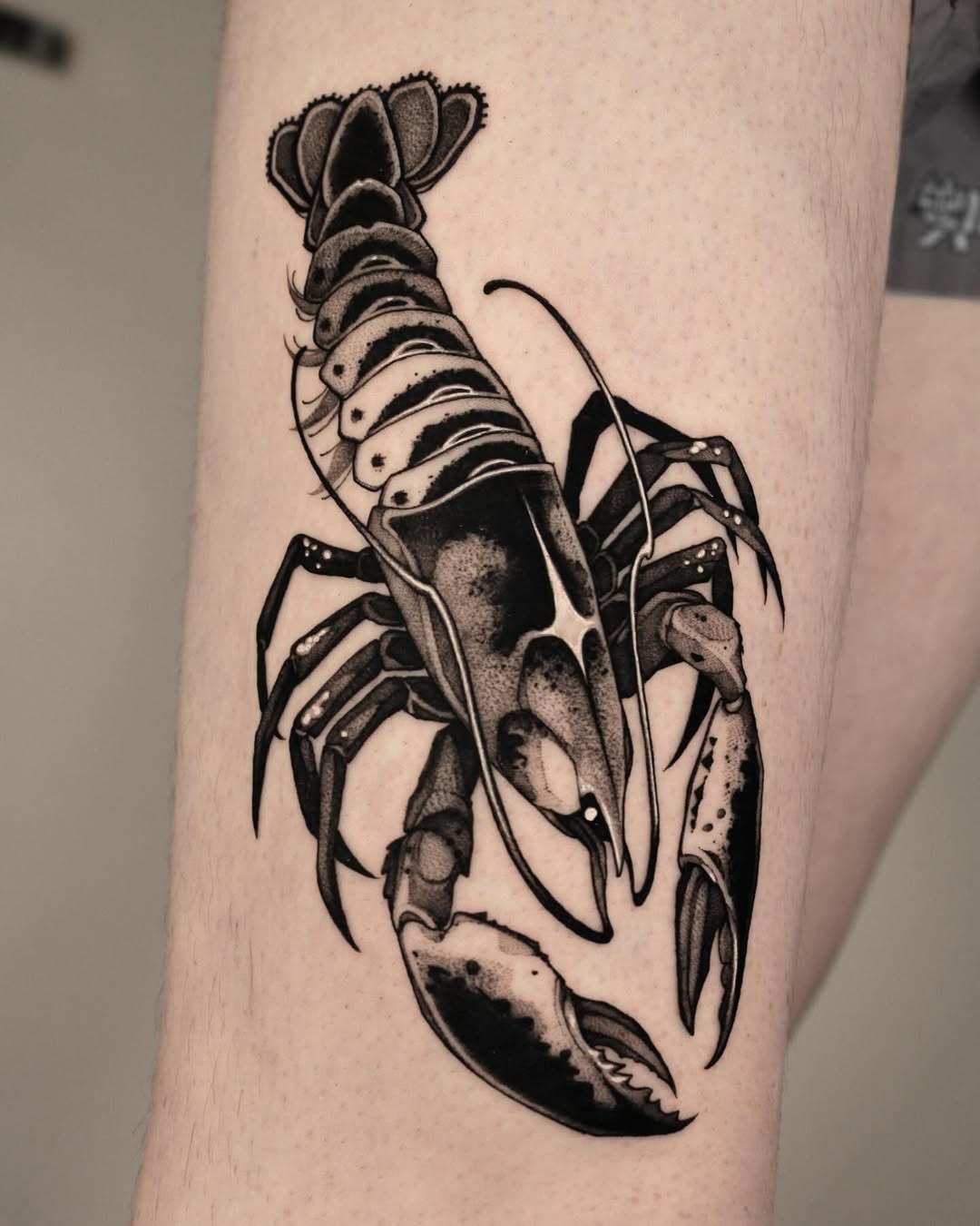 Intricate black and gray lobster tattoo design Tattoo Design