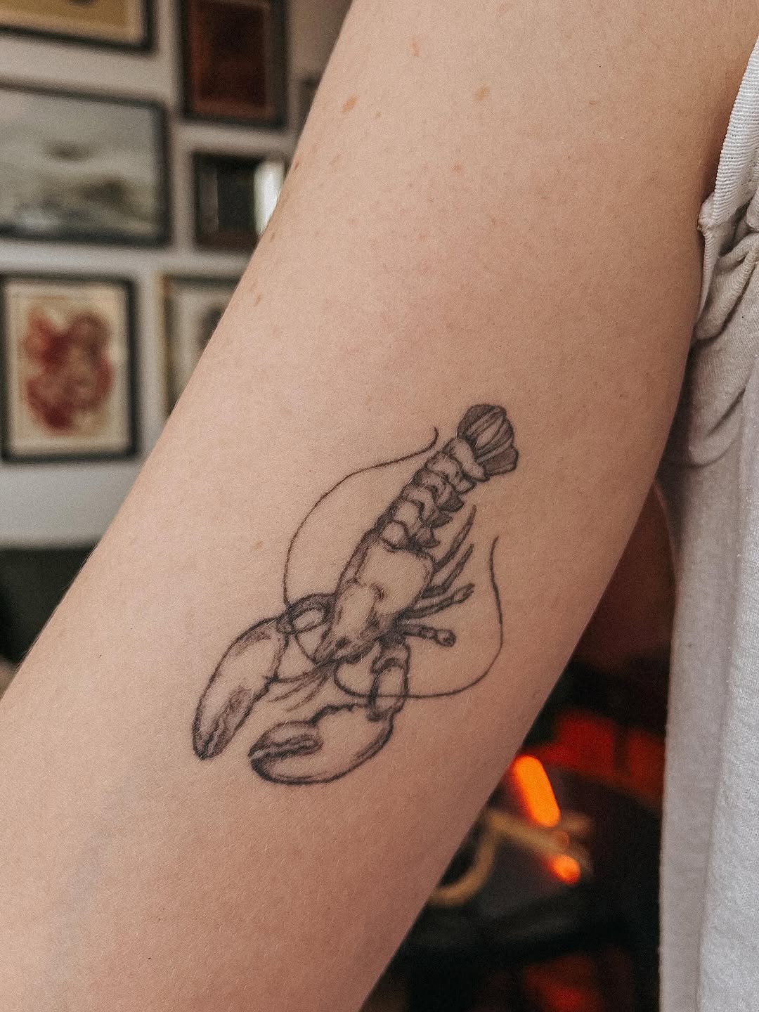 Minimalist Lobster Tattoo in Black Ink Tattoo Design