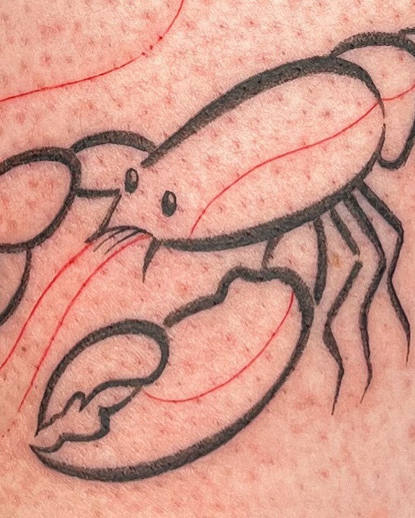 Stylish Lobster Tattoo in Bold Lines Tattoo Design