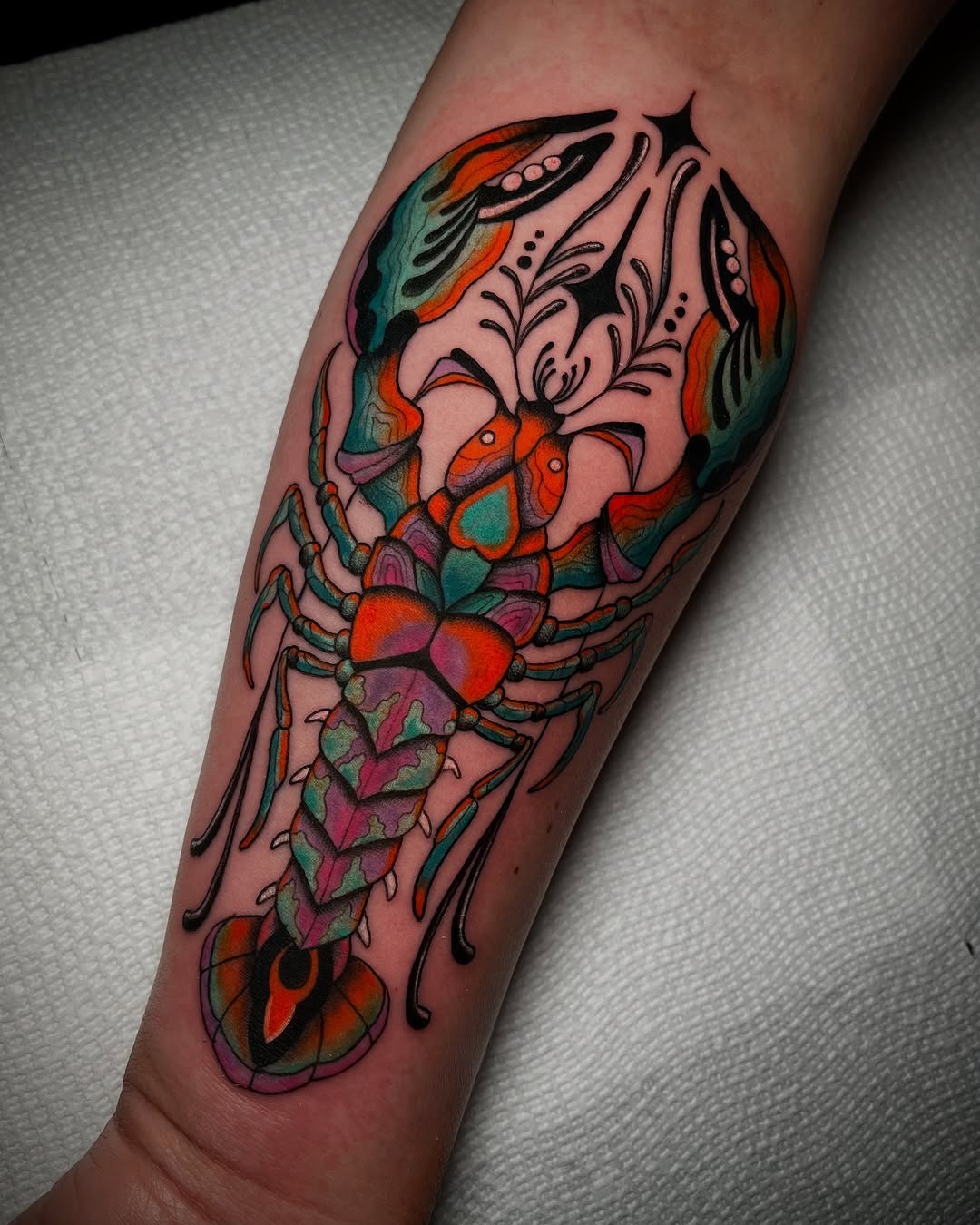 Vibrant lobster tattoo with intricate details Tattoo Design