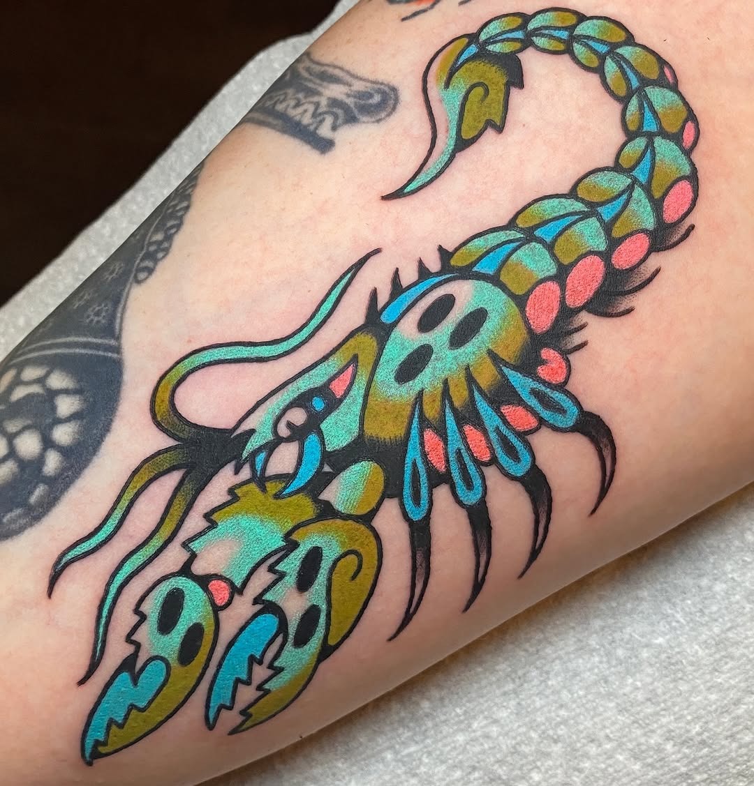 Vibrant Lobster Tattoo with Unique Colors Tattoo Design