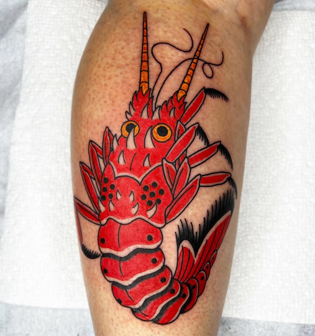 Vivid and bold lobster tattoo design. Tattoo Design