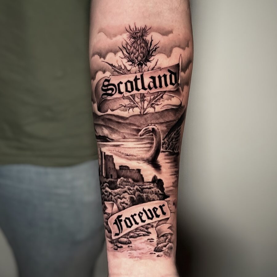 A striking tribute to Scotland's legend Tattoo Design
