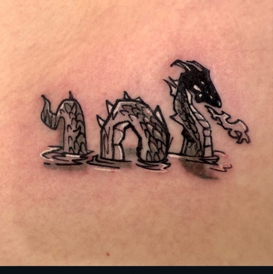 Artful depiction of Loch Ness in ink Tattoo Design