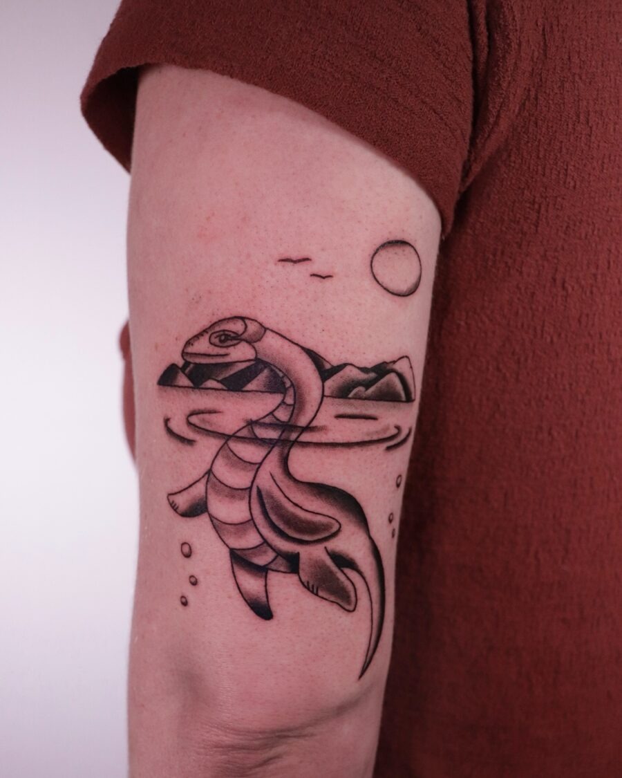 Artistic interpretation of the Loch Ness Monster tattoo. Tattoo Design