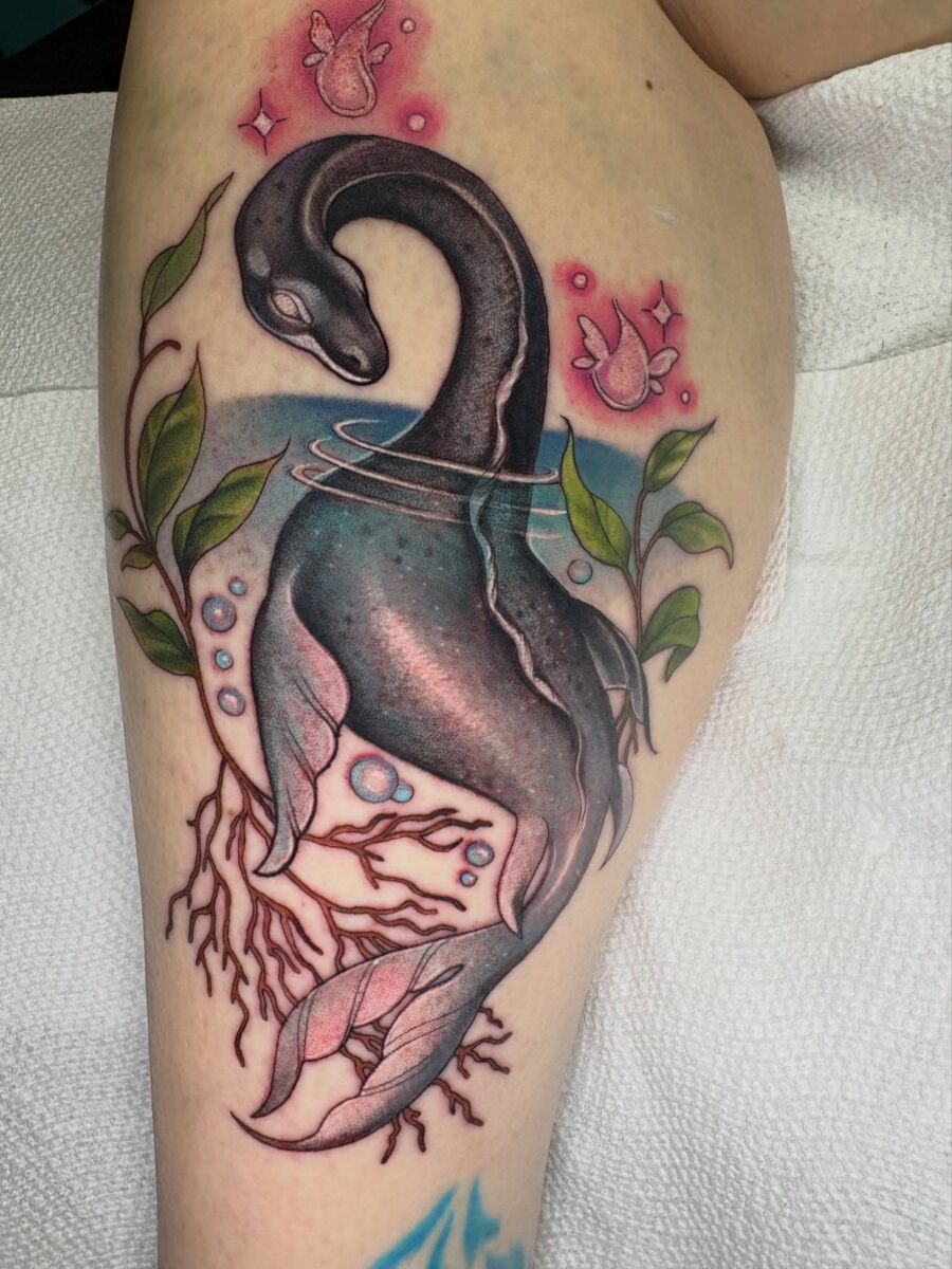 Artistic Representation of the Loch Ness Monster Tattoo Tattoo Design