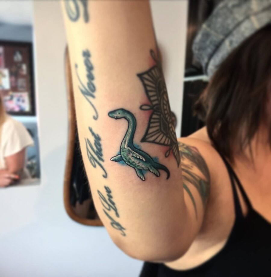 Charming Loch Ness Monster Tattoo in Color Tattoo Design