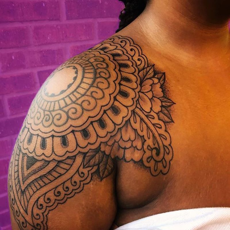 Mandala-Inspired Shoulder Art Tattoo Design
