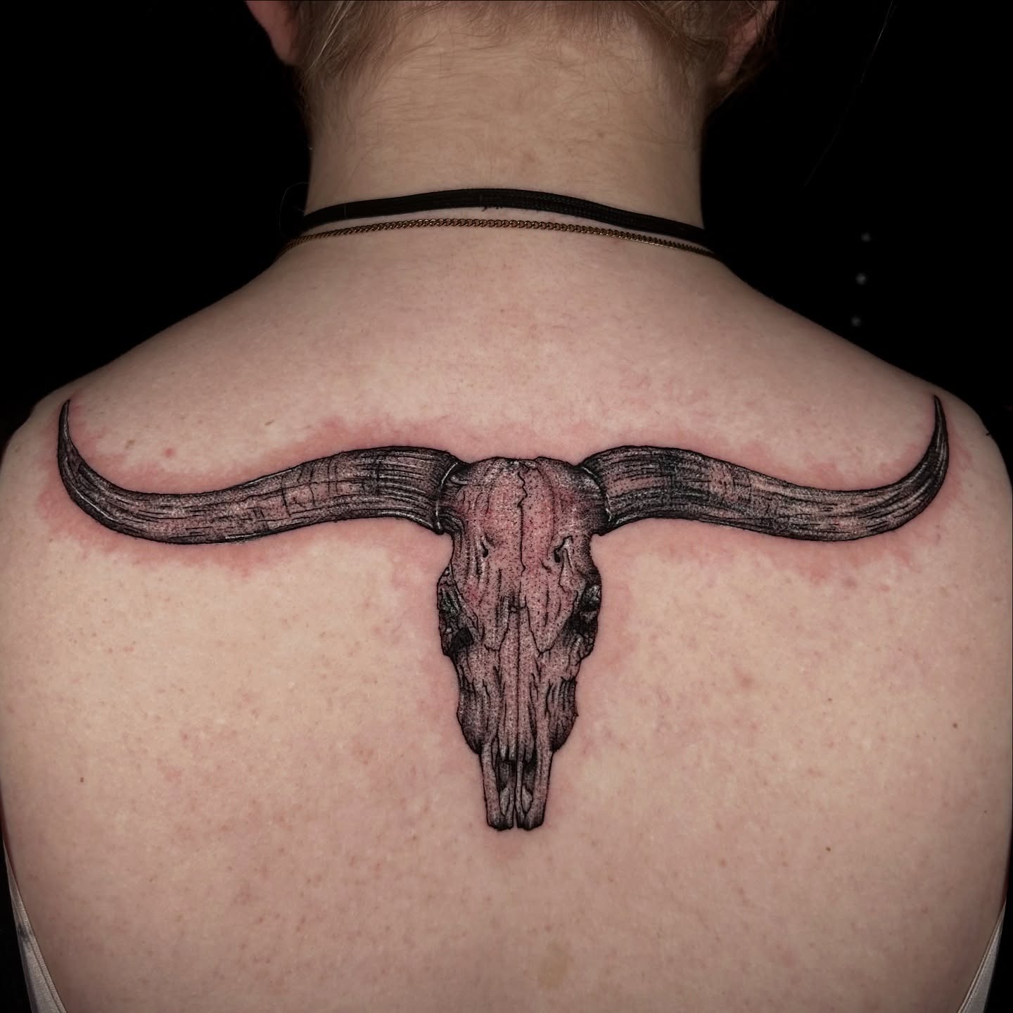 Wide Longhorn Skull Back Tattoo Tattoo Design
