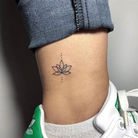 Minimalist Lotus on Ankle Tattoo Design