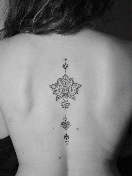 Symmetrical Lotus Tattoo on Spine Tattoo Design