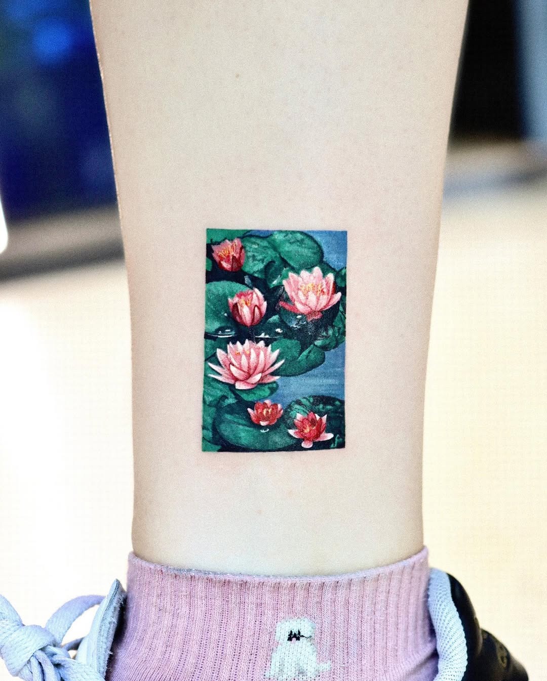 Elegant black and grey lotus tattoo design Tattoo Design