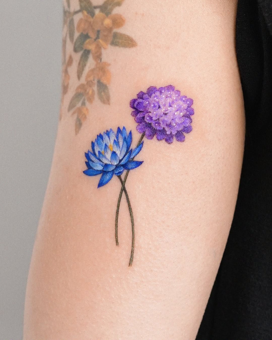 Elegant lotus tattoo on the back Tattoo Design