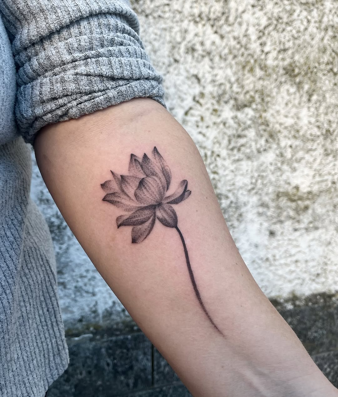 Stunning black and gray lotus flower tattoo Tattoo Design