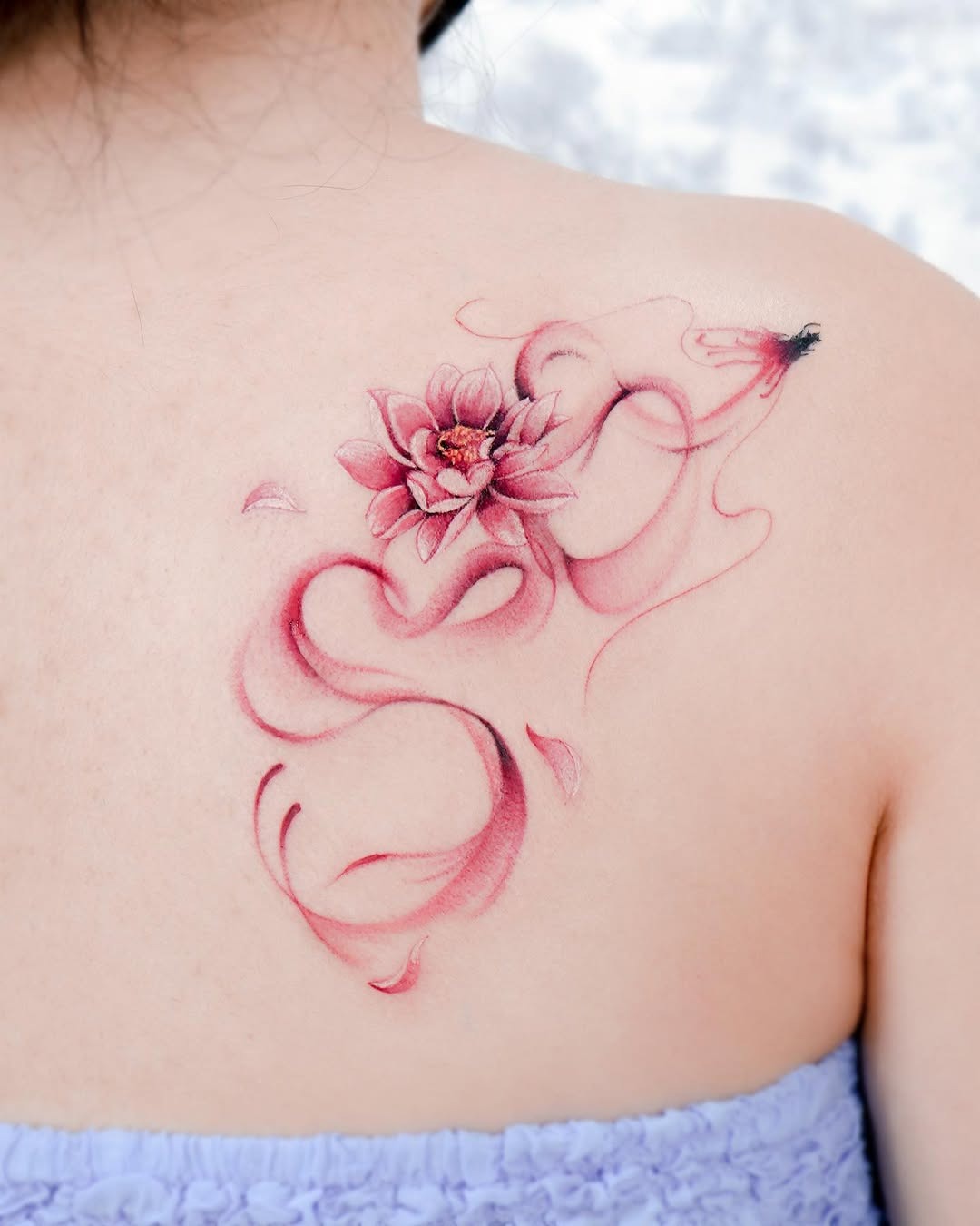 Vibrant Lotus Tattoo with Colorful Details Tattoo Design