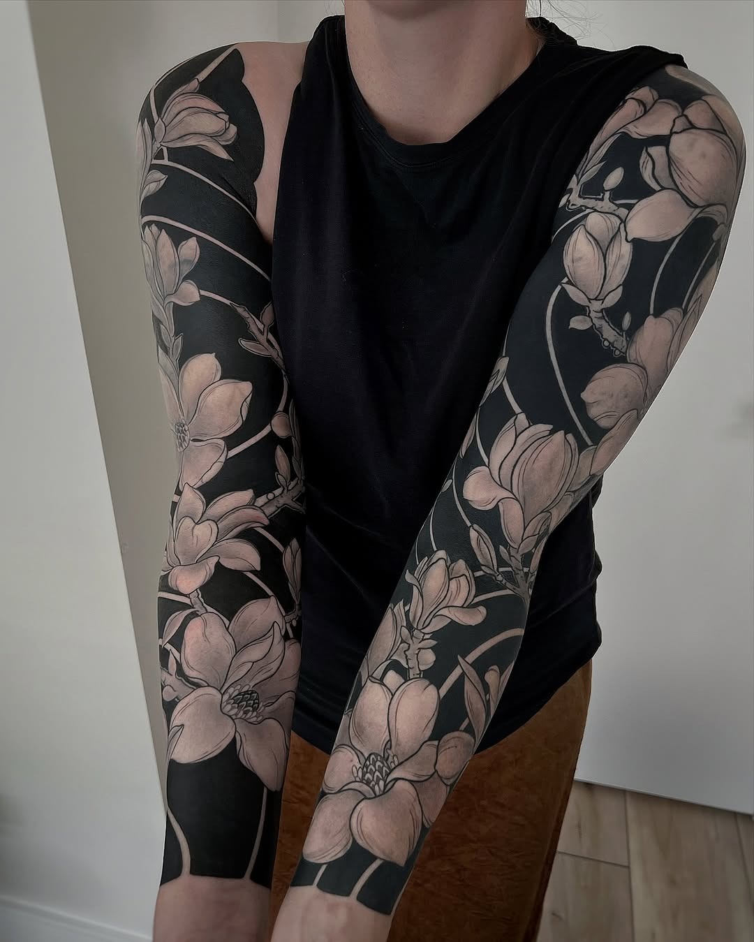 Beautifully intricate magnolia sleeve tattoos Tattoo Design