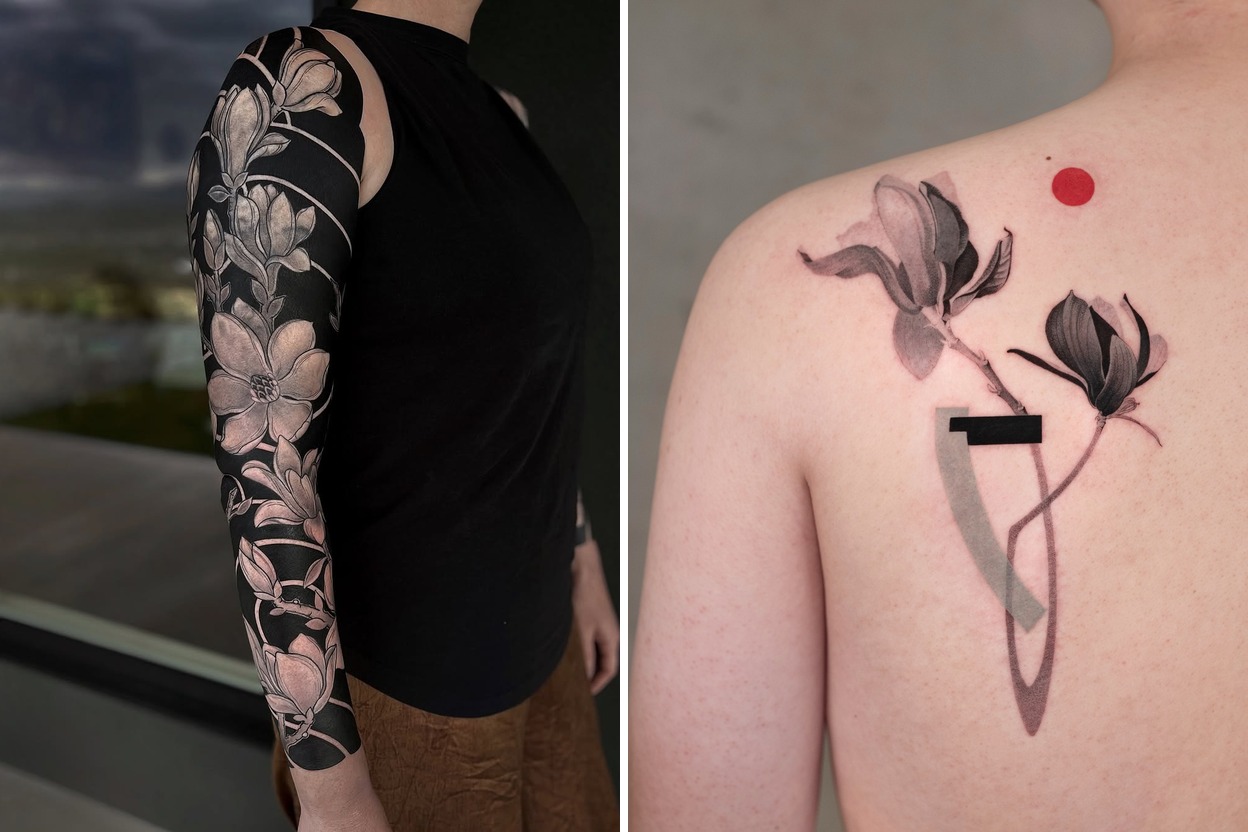 42+ Magnolia Flower Tattoo Ideas & Inspiration Featured Lookbook Collage