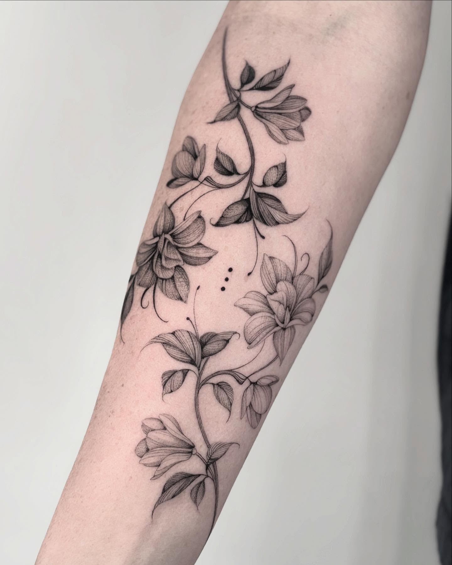 Intricate black and white magnolia tattoo design Tattoo Design