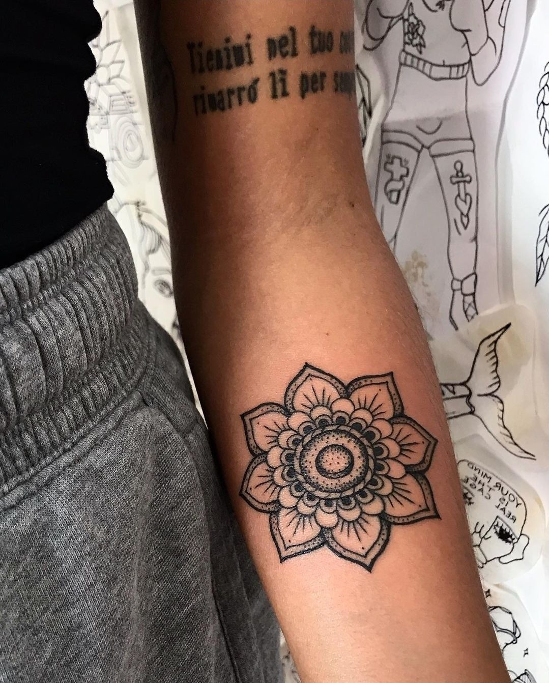 Misty Dotwork Bloom Tattoo Design