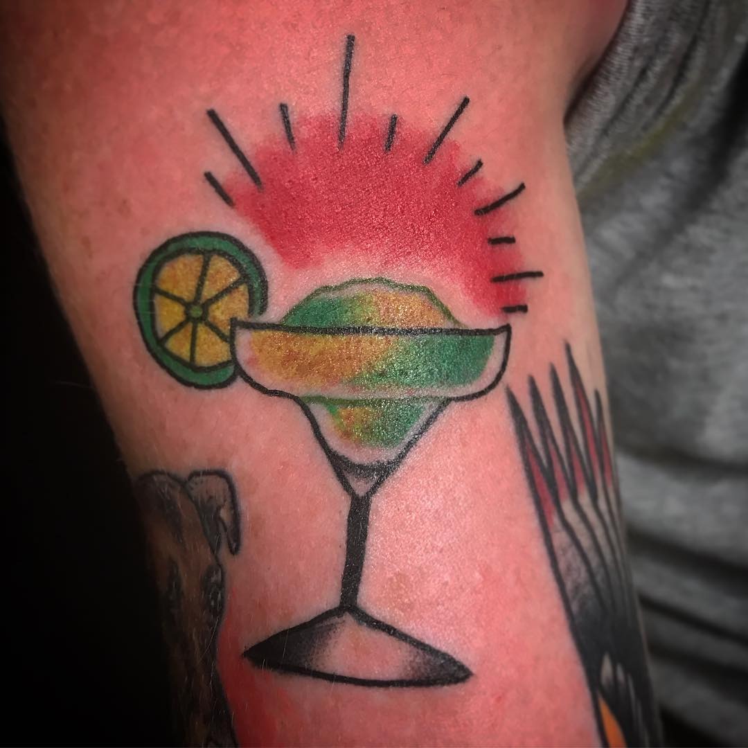 Colorful Margarita Tattoo with Lime Detail Tattoo Design
