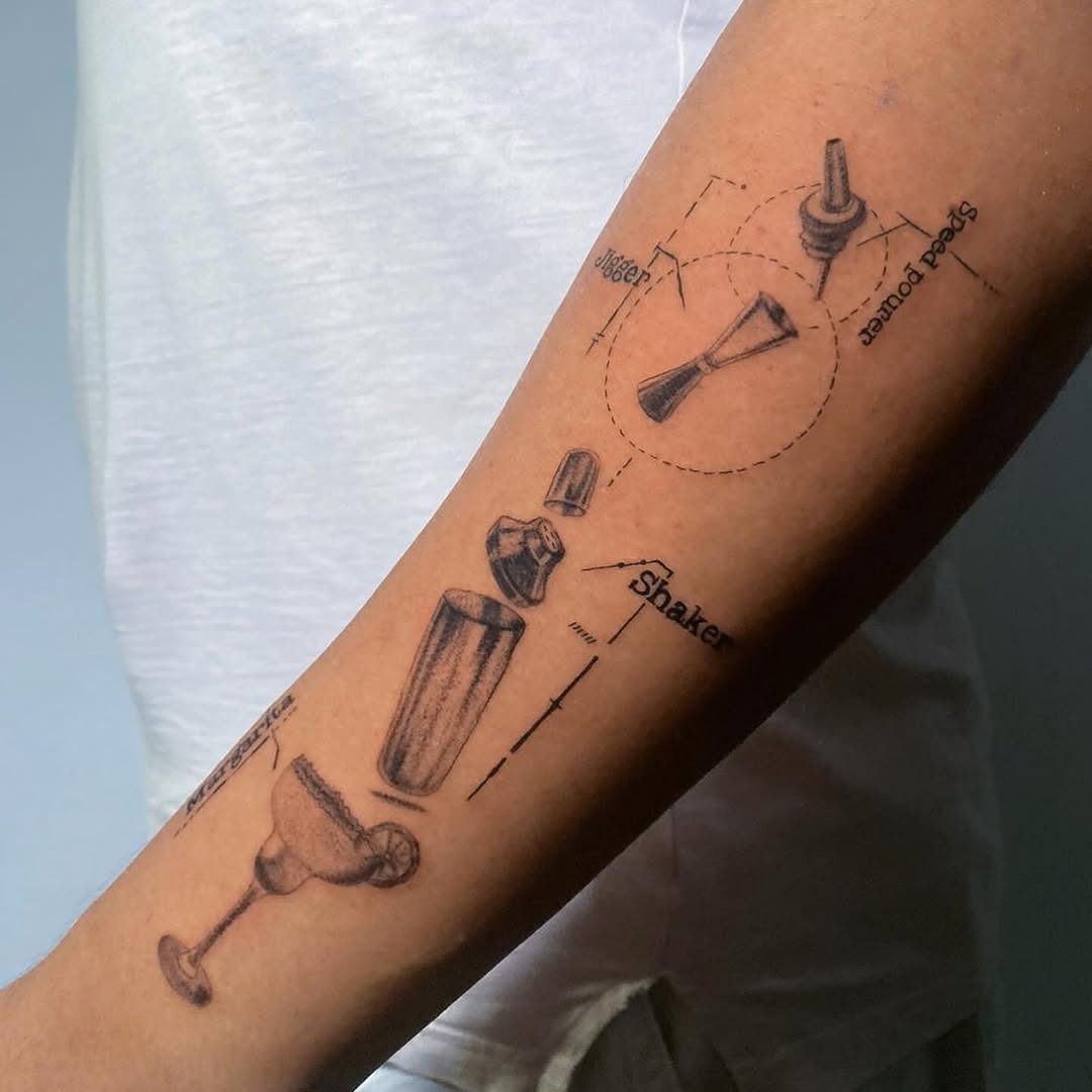 Detailed Margarita Cocktail Preparation Tattoo Design Tattoo Design