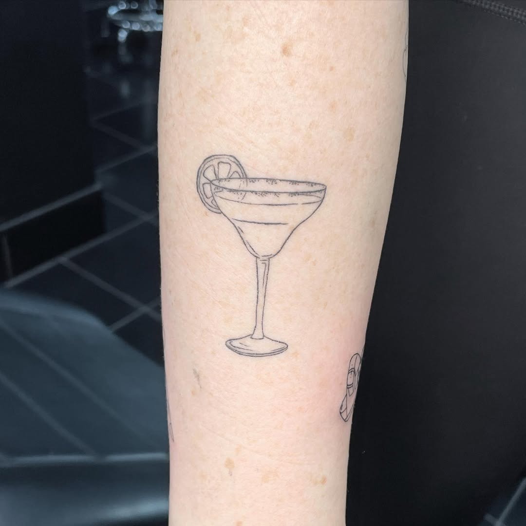 Minimalist Margarita Tattoo Design for Cocktail Lovers Tattoo Design