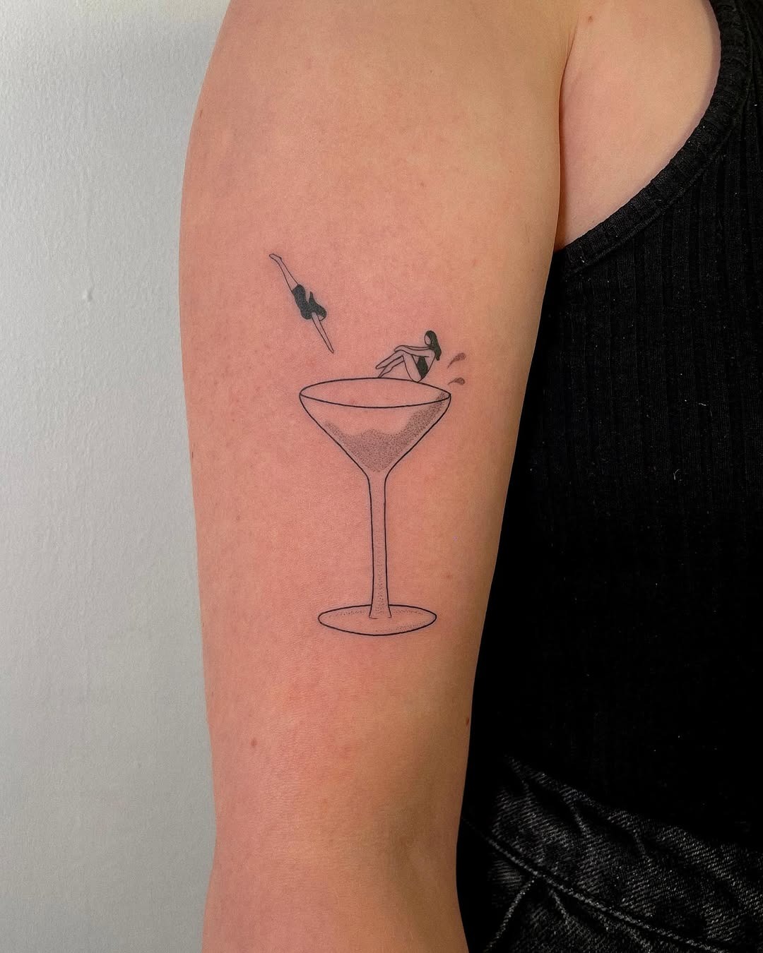 Playful margarita tattoo with a swimmer Tattoo Design