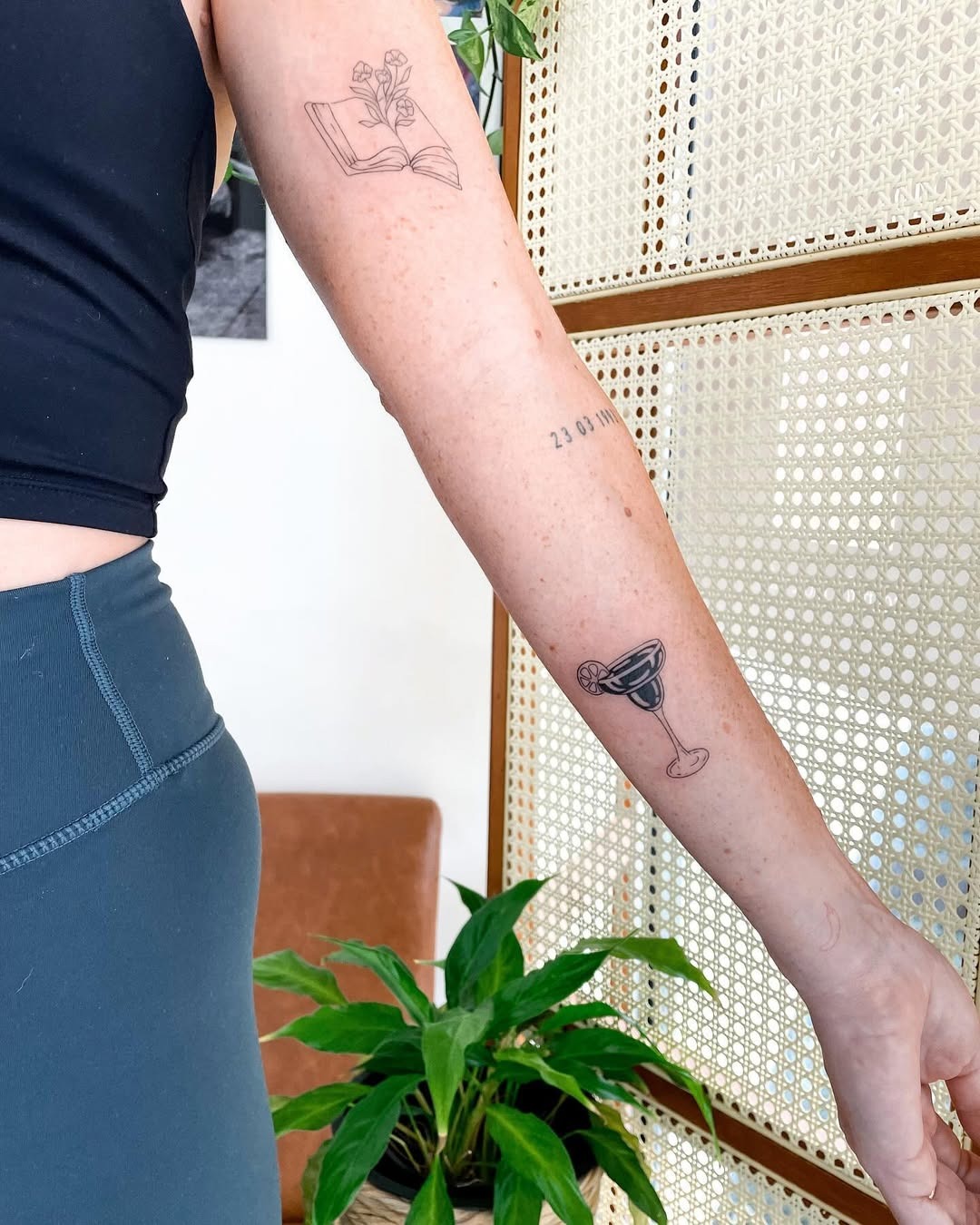 Stylish margarita tattoo with floral elements Tattoo Design