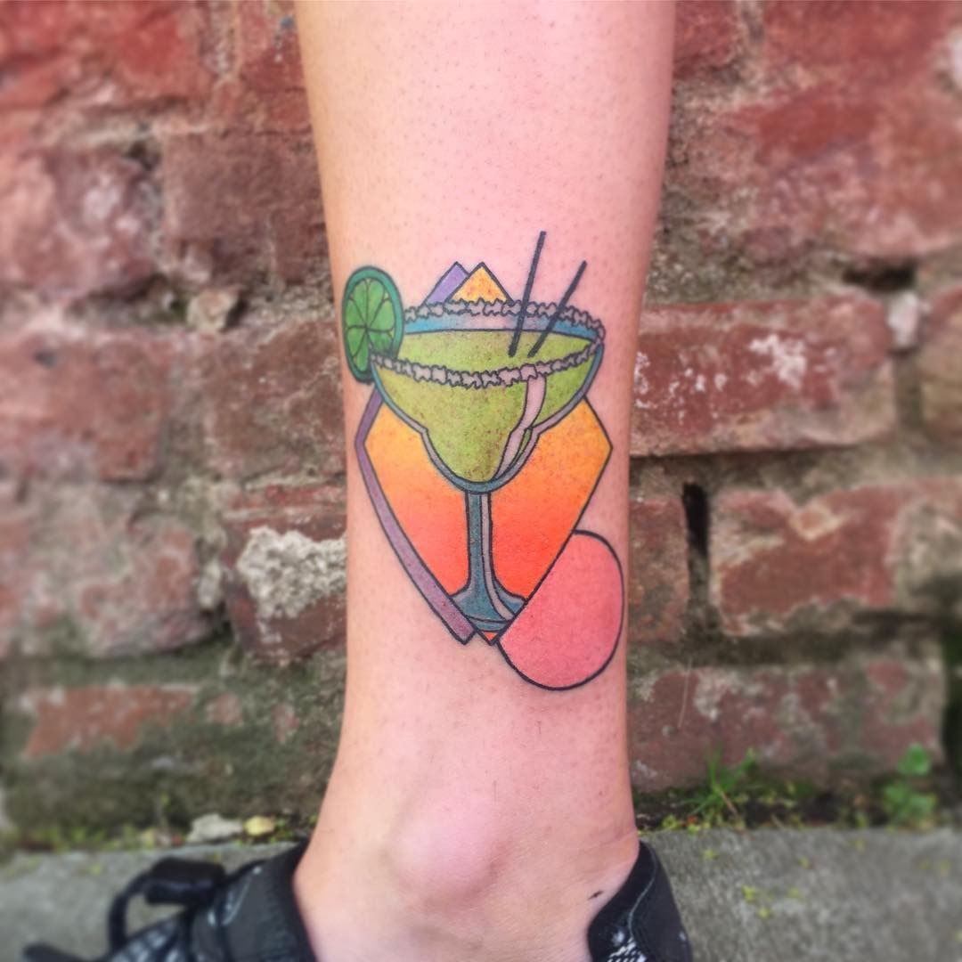 Vibrant Margarita Tattoo on Ankle Design Tattoo Design