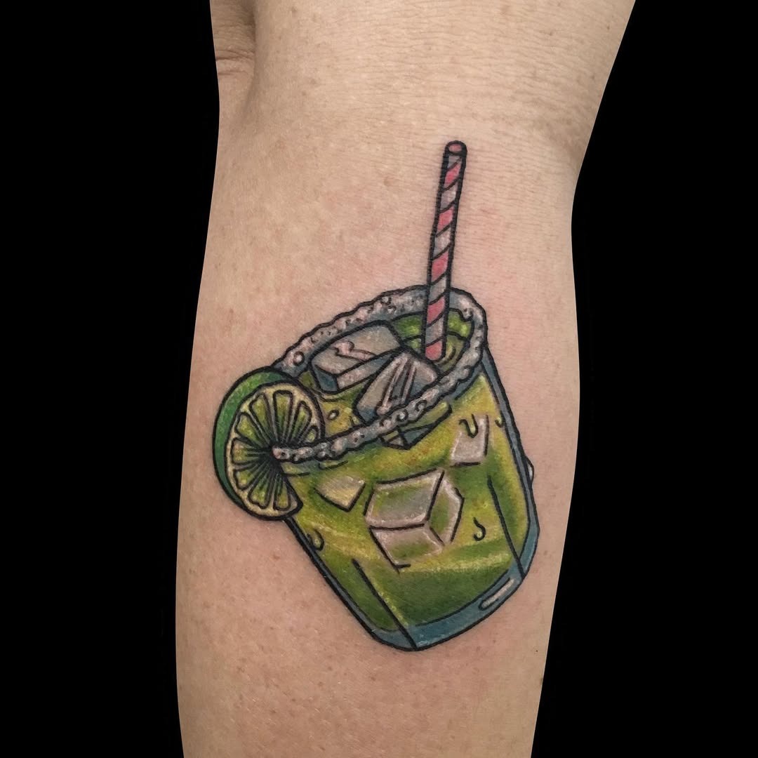 Vibrant margarita tattoo with fresh lime Tattoo Design