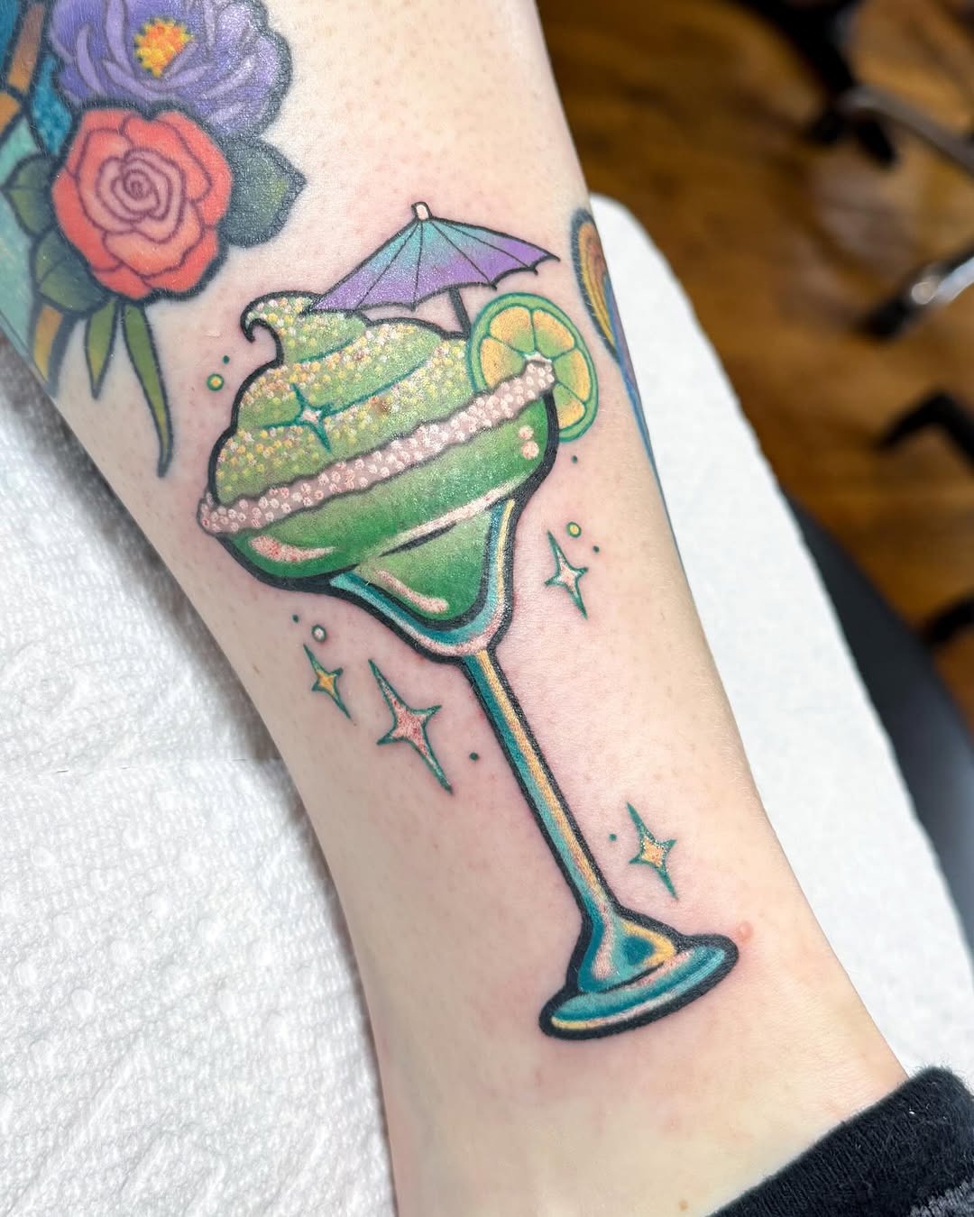 Vibrant margarita tattoo with whimsical details Tattoo Design