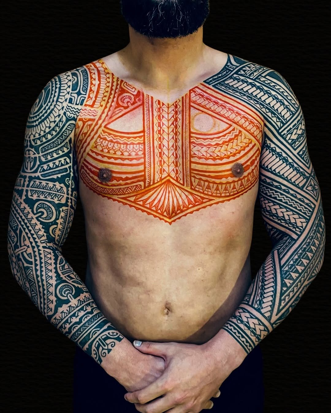 Intricate Marquesan tattoo artwork on the arms Tattoo Design