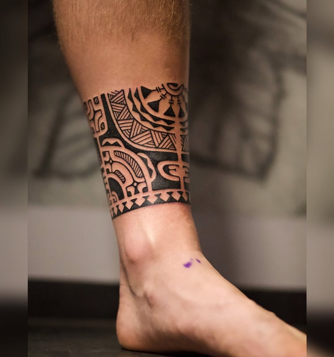 Intricate Marquesan tattoo design on ankle Tattoo Design